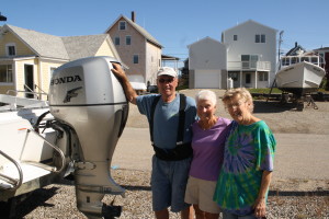 Alan and Jean Gray with Judy at Alan's Boat